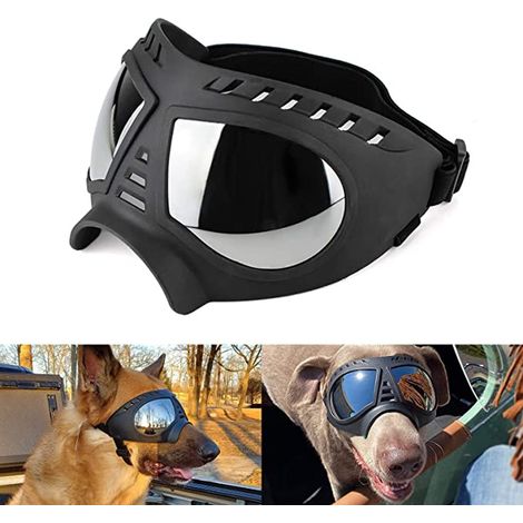 Dog Sunglasses, UV Protection, Wind Protection, Dust Protection, Fog Protection, Pet Goggles, Eye Wear Protection with Adjustable Strap for Medium or Large Dogs (1/4)