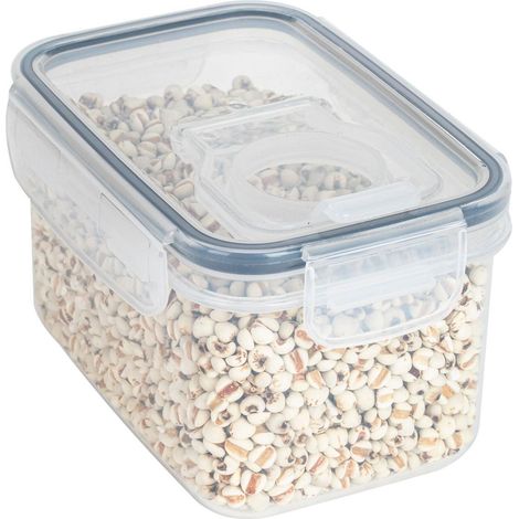 Recipientes herméticos transparentes y sencillos para almacenar alimentos, sellados al vacío, resistentes a la humedad y con tapa, apilables para la despensa de la cocina (800 ml) - RAPANDA