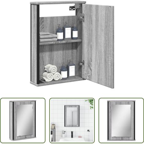 Badezimmer Spiegel - Bad-Spiegelschrank Grau Sonoma 42x12x60 cm Holzwerkstoff (1/5)