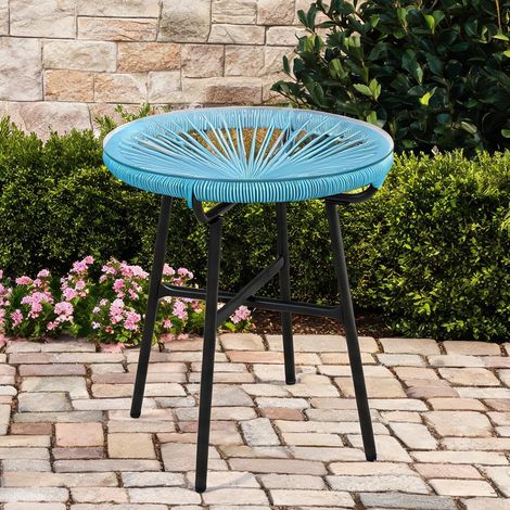 Mobilier de jardin en rotin bleu en métal 50 x 50 x 50 cm (1/5)