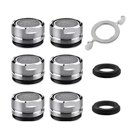 6 Pieces M24 Faucet Aerator, Water Saving Faucet Aerator with Stainless Steel and ABS Filter YMYNY