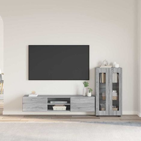 TV Cabinet Set FLORIN 3 pcs Grey Sonoma Engineered Wood vidaXL