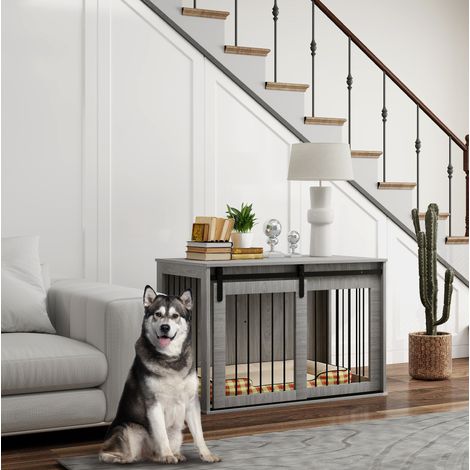 Box da interno chiudibile con porta scorrevole, 98 x 58 x 61 cm, grigio OKMYHOME (1/5)