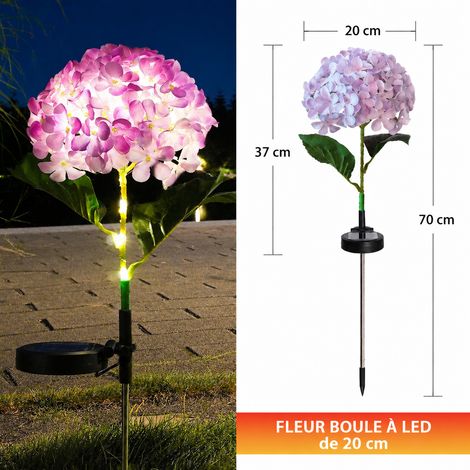 Lampe solaire d'extérieur à piquer fleur d'hortensia violette LED étanche IP65 violet 130 g – Livraison gratuite