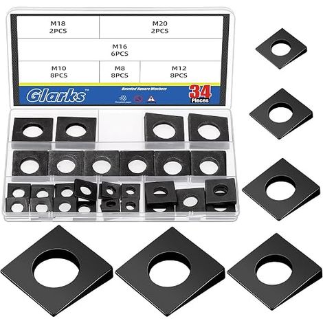 Kit de rondelles biselées carrées, rondelle à coin en acier au carbone noir (1/5)