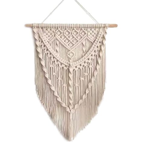 BEBUSINGOTO Tapiz de pared tejido, tapiz geométrico bohemio, tapiz tejido beige, elegante tapiz geométrico de algodón hecho a mano, arte bohemio, gran decoración artesanal para dormitorio, hogar, dorm (1/3)