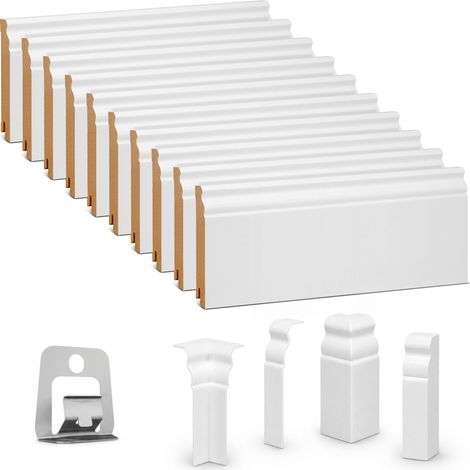 KGM Sockelleisten-Set weiß MDF 19 x 120 x 2400 mm - 10 Stück (1/5)
