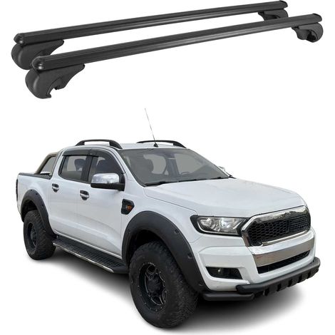 OMAC Aluminium Dachträger Querträger für Ford Ranger T6 2012-2022 DoubleCab – TÜV / DIN 75302:2019 – Abschließbar – Max. 75 kg – 2 Stangen Schwarz (1/5)