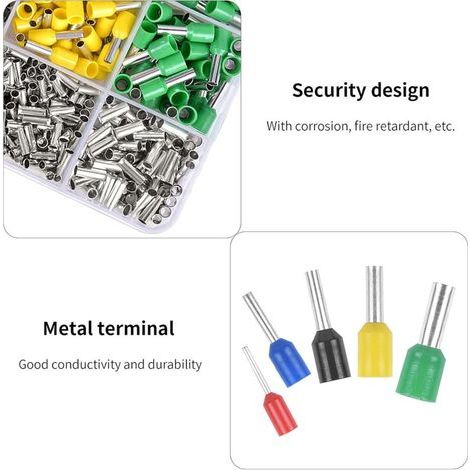 1640 Pcs Cosses Pré-Isolées/ Non Isolées Embouts de Câbles Bornes Sertir Isolées Embouts de Câblage Connecteurs Bout à Bout Electriques 12-22 AWG pour Projets d'épissage Électricien 0,5/1/1,5/2,5/4mm² (1/3)