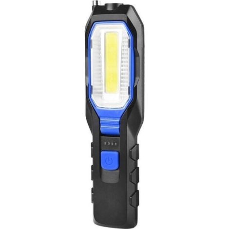 Baladeuse LED Rechargeable, Lampe de Travail Portable LED Lampe Aimantée 1800mAh Batterie , Crochet et câble de Chargement -bleu(sans batterie) (1/3)