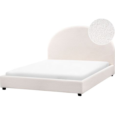 Letto matrimoniale minimalista 140 x 200 cm Testiera semicircolare in bouclè bianco sporco Vaucluse