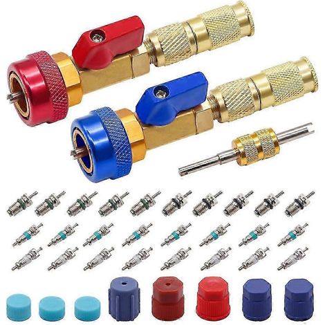 Kit d'outils pour l'extraction rapide des obus de valve R134A - Outil d'extraction des obus de valve haute et basse pression pour climatisation automobile, obus de tige de valve (1/5)