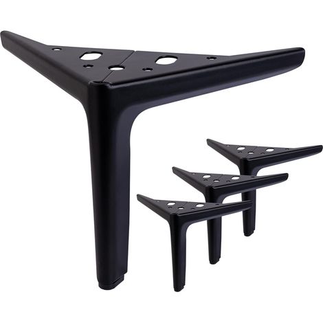 Ensemble de 4 pieds de meubles, pieds de meubles noirs mats, 12,7 cm (5 pouces), pieds en métal pour canapé, armoire, fauteuil, pouf, table et commode (1/4)