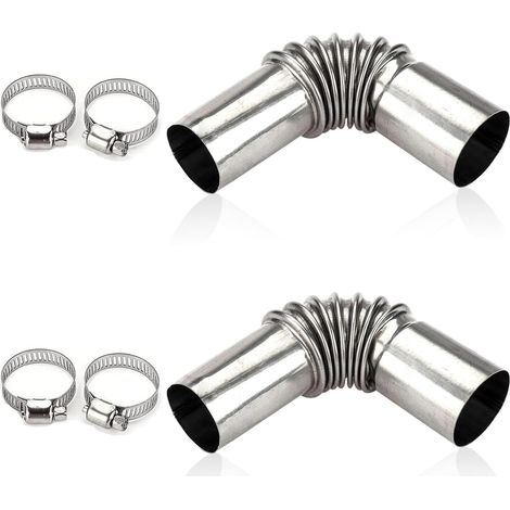 Tuyau d'échappement Manchon, 2 Pièces Tube Inox Echappement 25 mm Chauffage Diesel Accessoires de Tuyau d'échappement avec 4 Pinces en Acier pour Chauffage Auxiliaire de Voiture (1/5)