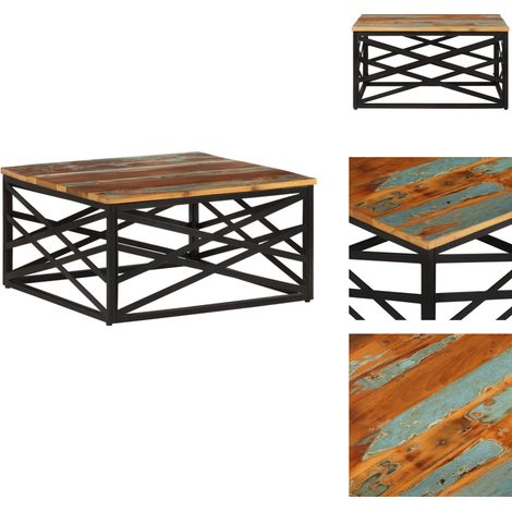 Table basse 68x68x35 cm Bois de récupération massif - Table Basse Industrielle - Table Basse Vintage - Meuble En Bois Recyclé - Table Basse Design - Table Basse Unique (1/5)