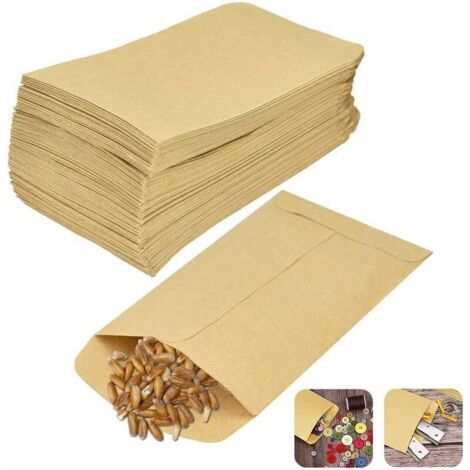 Sachet Papier Kraft, 200 Pcs Petit Sac en Papier Alimentaire, Pochette Cadeau Craft pour Stocker Bonbon/Herbes/Graines/Pilule/Bibelots/Petit Objet (6 10 cm)