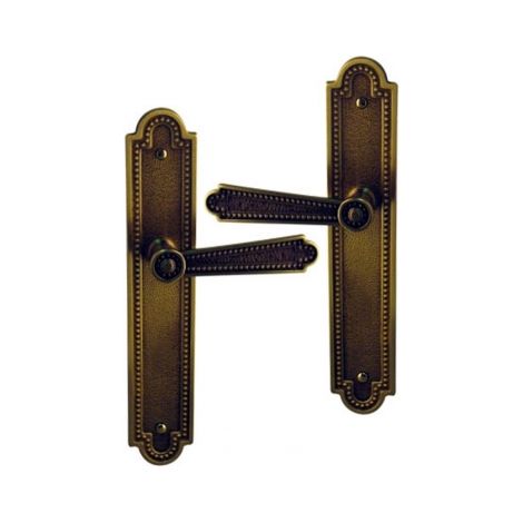 Ouvre&Déco – Poignées de porte d'entrée CHENONCEAUX – Laiton patiné – Entraxe 195 mm – Mécanisme sans trou – Endurance 200 000 cycles