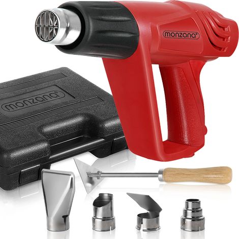 MONZANA® Hot Air Gun  2000W  Heat Gun With Carrying Case  4 Nozzles  Paint Scraper  2 Heating Levels  Perfect for Paint Removal, DIY & More