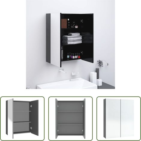 vidaXL Badezimmer Schrank -  Bad-Spiegelschrank 60x15x75 cm MDF Anthrazit (1/5)