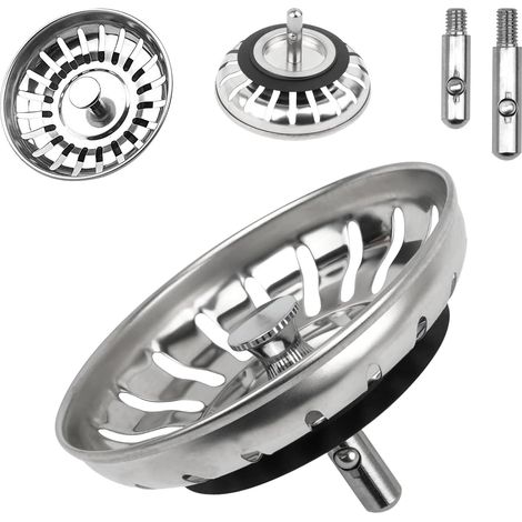 Bouchon d'évier universel 80 mm, bouchon d'évacuation avec tamis en acier inoxydable, petit panier-tamis bouchon d'évier pour évier de cuisine (1 pièce) (1/5)