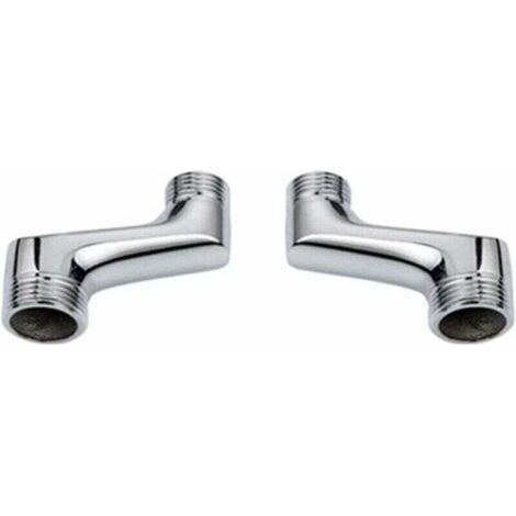 Raccord coudé douche Jonction tuyau Laiton, réducteur 1/2-3/4, chrome Plombiers, bricoleurs (1/3)