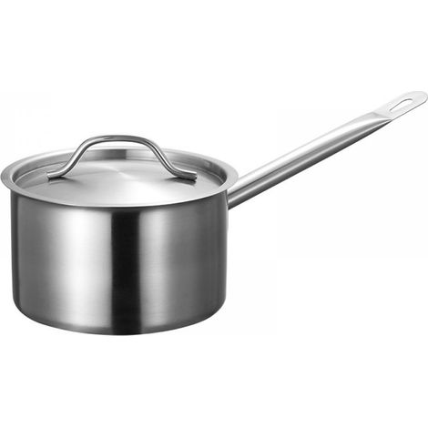 Cacerola de acero inoxidable, triple pared, tapa hermética, apta para horno y lavavajillas, para cocinar salsas. (1/5)