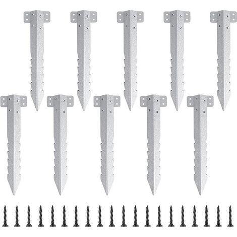 Set mit 10 Metallstützen für Bahnschwellen inklusive Schrauben, für hölzerne Blumenbeete, Stützmauern, Gehwege und Landschaftsbauprojekte