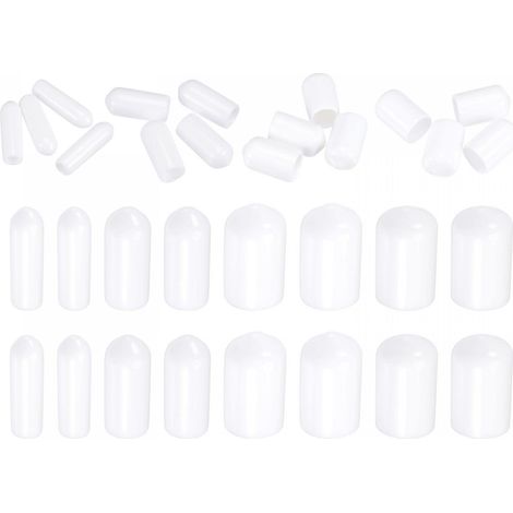 40Pcs Rond Extrémité Capuchons 1/8" 1/4" 3/8" 1/2" Blanc (1/5)