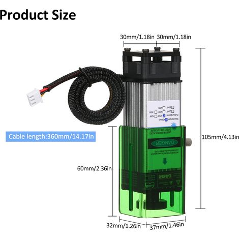 Geevorks module laser 450nm 5.5W avec capot protecteur focale réglable tête gravure laser graveur découpeur rapide imprimante 3D CNC fraiseuse pour bricolage bois cuir tissu papier (1/4)