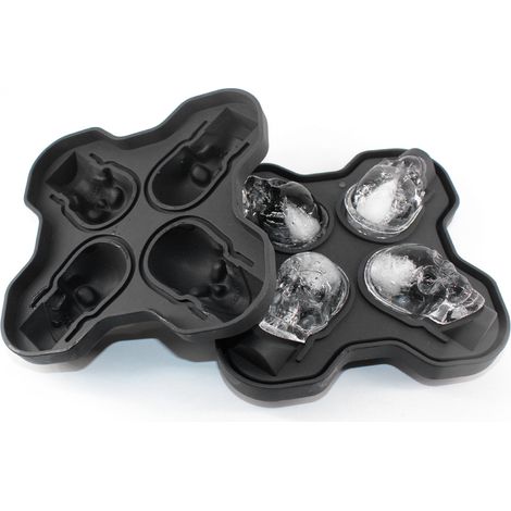 Moule à glaçons en silicone alimentaire en forme de crâne, 4 compartiments, pour la cuisine d'été