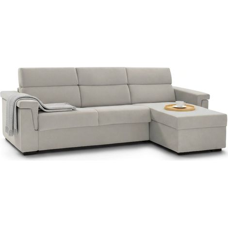 Dmora - Divano letto con penisola Ganzaria, Sofà angolare trasformabile per salotto, imbottito, sfoderabile, Qualità 100% Made in Italy, 285x160 h100 cm, Beige (1/5)