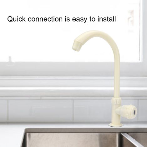 Robinet de cuisine vertical rotatif à eau froide simple en plastique G1/2 po pour la maison (1/5)