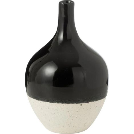 Vase Déco en Porcelaine "Iva" 24cm Noir & Blanc (1/2)