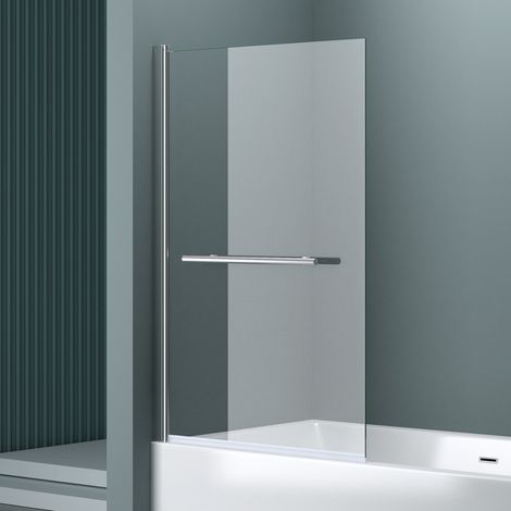 doporro 90x140 cm Design-Duschwand für Badewanne Badewannenaufsatz Duschabtrennung 6mm ESG-Sicherheitsglas inkl. NANO-Beschichtung Badewannenfaltwand