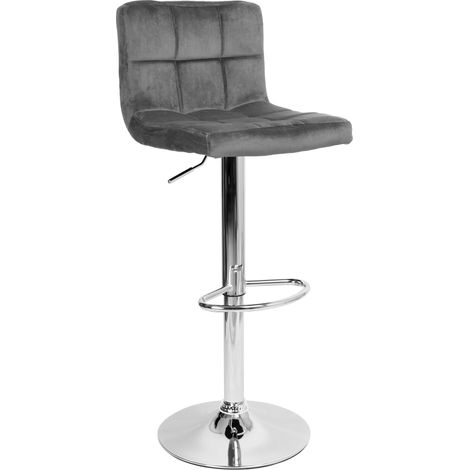 Tabouret de bar Arako en velours chromé graphite (1/5)