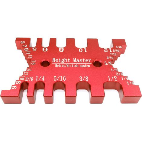 Hochpräzises Zapfensägen-Tiefenmessgerät für Oberfräse und Tischkreissäge, tragbares Lineal aus Aluminiumlegierung und Clarity-Legierung – Heimwerkerwerkzeuge (rot)