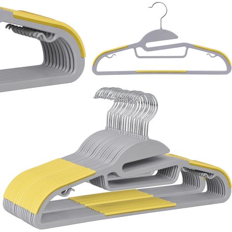 Flexible Kleiderbügel, 20er-Set, grau und gelb