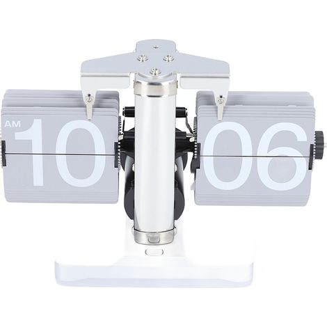 Reloj de Solapa Automático Silencioso con Luz Ajustable, Diseño Reversible Gris Plateado 21x14.5cm – Ideal para Escritorio y Salón (1/5)
