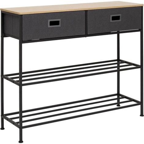 Console 2 Tiroirs "Tissa" 100cm Gris Foncé (1/4)