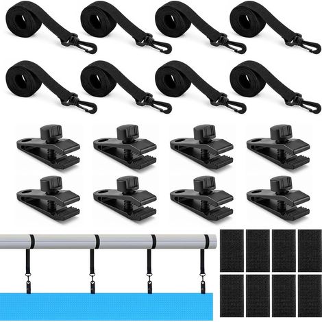 Lot de 8 Sangles de Maintien et Pinces pour Enrouleur Bache Piscine, Accessoires Enrouleur de Couverture Solaire (1/5)