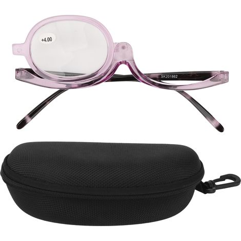Loupe cosmétique grossissante pour femmes, lunettes de lecture élégantes flexibles rabattables +4.00, avec étui inclus. (1/5)