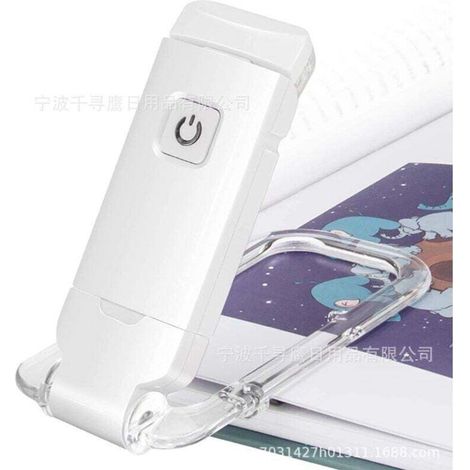 Lámpara de lectura con clip para libros, luz de lectura recargable por USB para la cama, luz de lectura con 3 niveles de brillo ajustables (1/4)