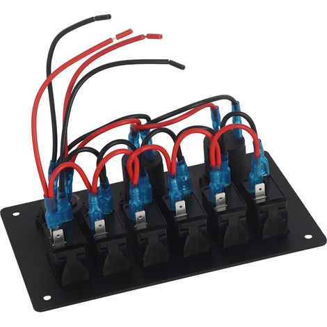 Panneau de Commande 6 Interrupteurs LED 12V 24V pour Voiture Bateau avec Double USB Voltmètre et Allume-Cigare Bleu (1/5)