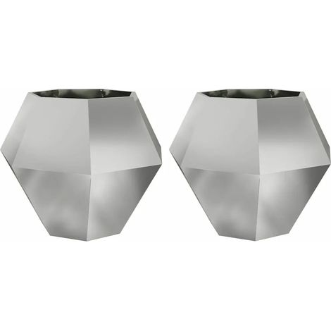 Lot de 2 jardinières rectangulaires design extérieur 100 x 100 x 80 cm en acier galvanisé argent (1/5)