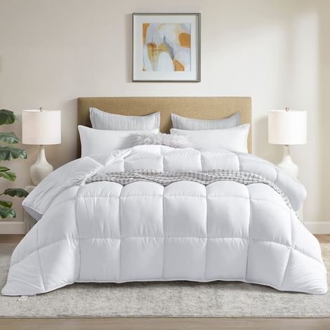 Couette d'hiver Extra Moelleuse en Duvet pour lit Simple, Blanc, Toutes Saisons, Insert de Couette avec 8 languettes d'angle (1/5)