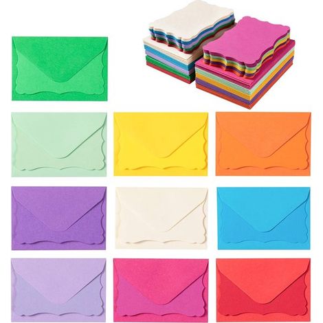 Confezione da 100 mini biglietti d'auguri colorati in buste autoadesive (10 x 7 cm) (1/5)