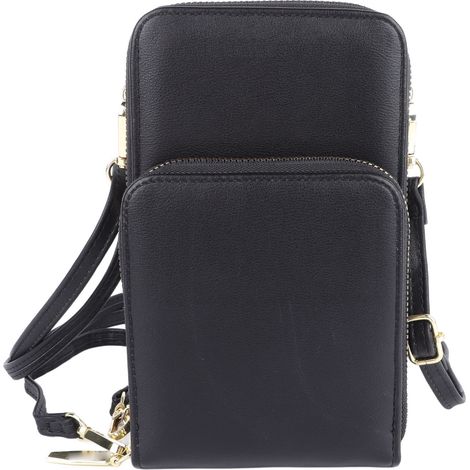Étui de téléphone portable à écran tactile mini multifonctionnel noir, idéal pour le shopping et les activités de plein air. (1/5)