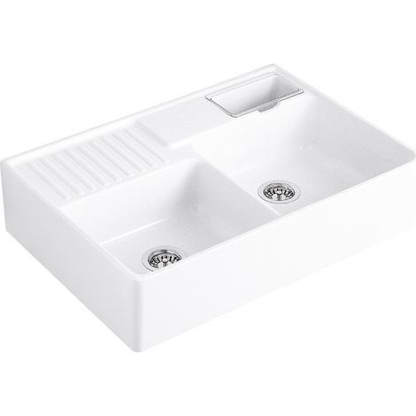 Evier Tradition (2 cuves), Modules, 895 x 220 x 630 mm, Installation sur un meuble sous lavabo ou bien fixé au mur , 2 cuves pouvant être fermées, inclus Vide-sauce transparent, Vidage automatique et