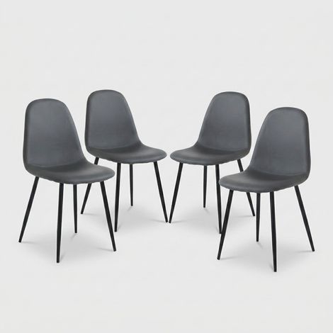 4er-Set Metallstühle mit Kunstleder-Polsterauflage Alba - Grau