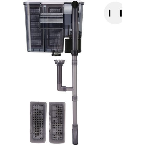 Filtro colgante para acuario con skimmer de superficie y caudal regulable – 500 l/h, 5 W, PVC, 38 x 15 x 18,5 cm (1/5)